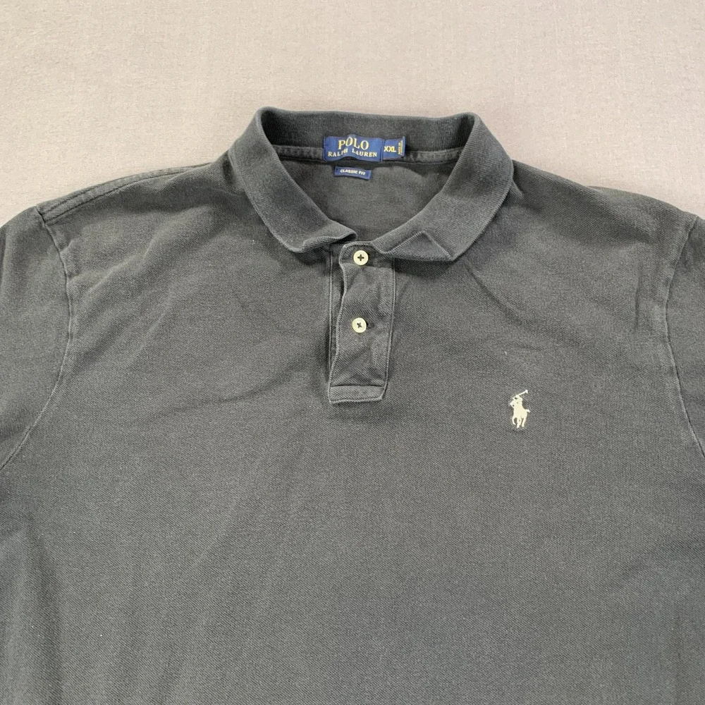 Polo Ralph Lauren Polo Shirt Mens XXL Black Classic Cotton Embroidered Gray Pony